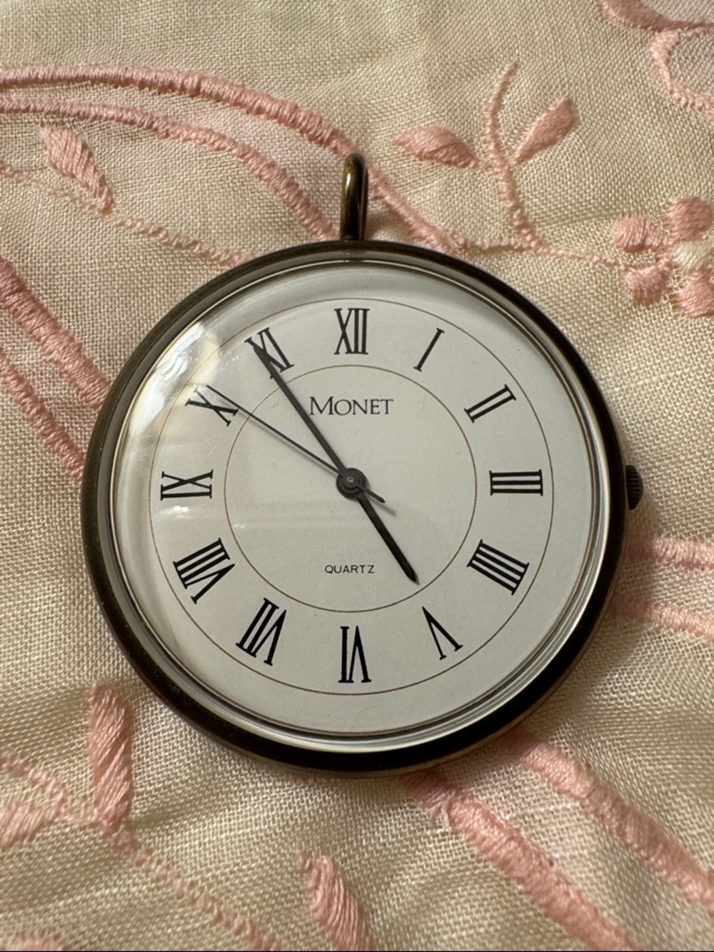 Monet White and Black Roman Numeral Round Wall Clock